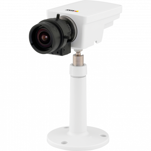 IP Camera AXIS M1114 has varifocal DC-iris lens and multiple H.264 streams. The camera is viewed from it´s left.