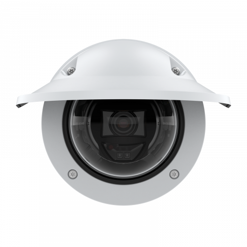 AXIS P3265-LVE Dome Camera with weathershield mounted on wall from front