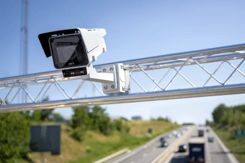 Security camera mounted over highway