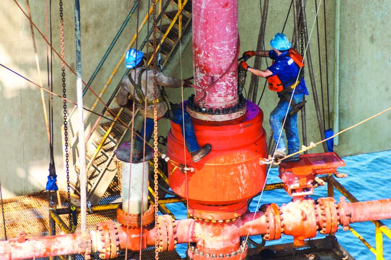 Workers on an off shore rig