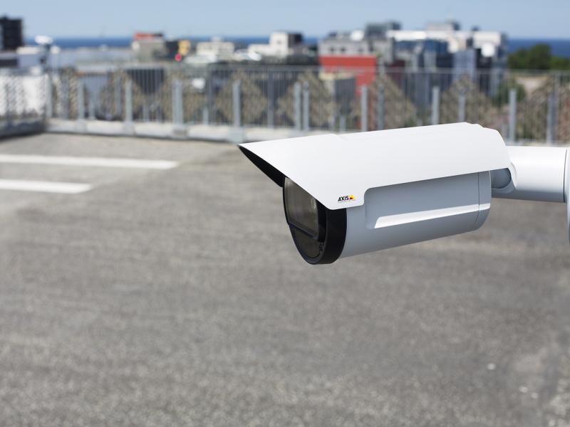 AXIS Q17 camera in an outdoor environment, with overview over a parking deck