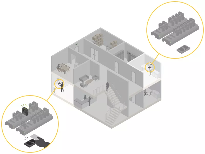 Illustration of body worn self assign