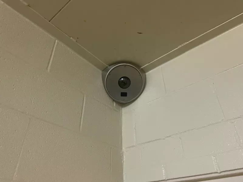 Corner stainless steel camera of holding cell