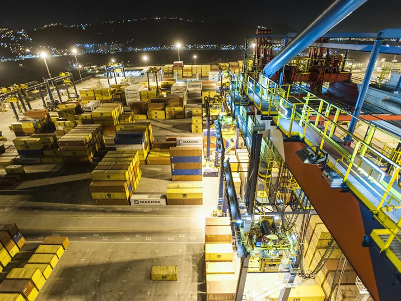 Cargo on ship at port