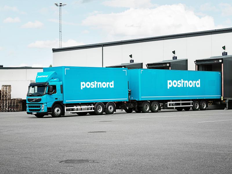 PostNord trucks in the terminal