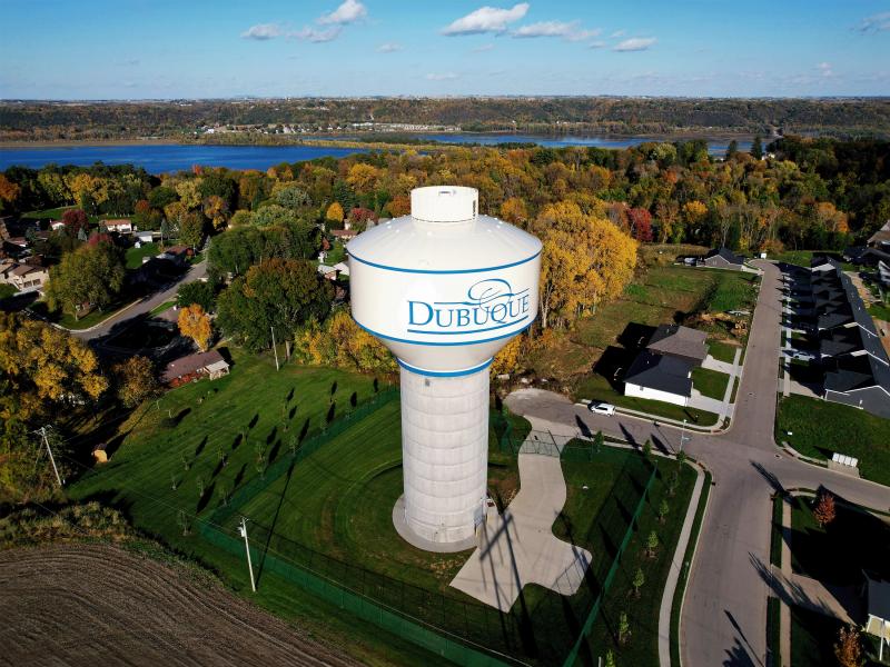Aerial photo of water tower