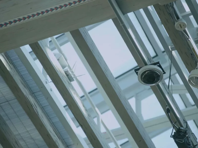 Cameras mounted on ceiling at DIA