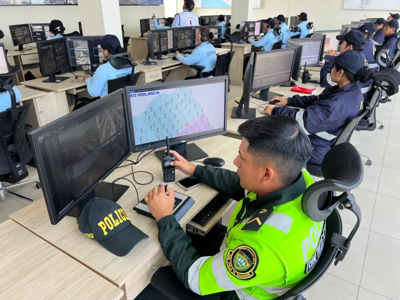 Man at a computer terminal in operations center