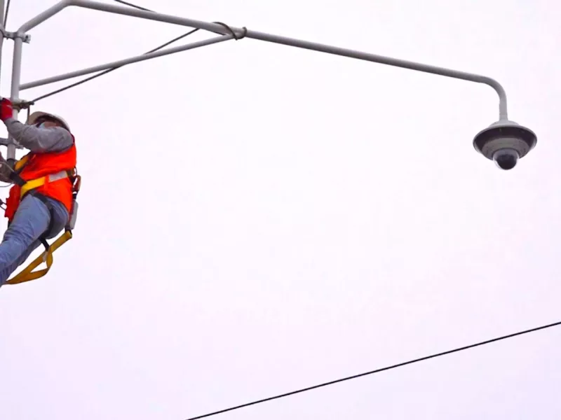 Camera attached to utility pole