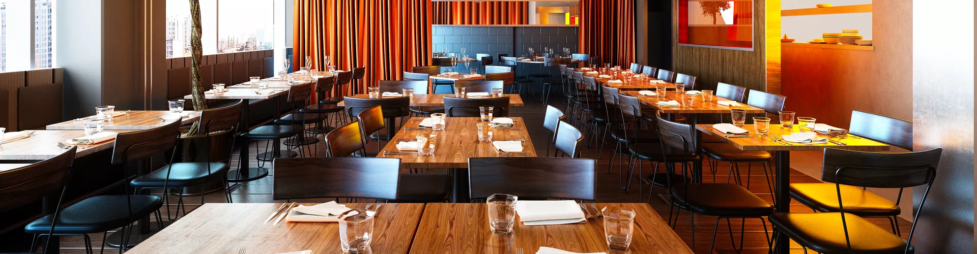 Big view of empty restaurant