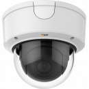 A câmera IP AXIS Q3615 VE possui tecnologia Zipstream para economizar largura de banda sem sacrificar a qualidade. A câmera é vista pela frente