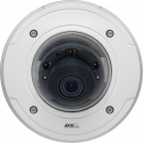 AXIS P3364-LVE is a vandal-resistant fixed dome for outdoor use. The IP camera is viewed from its front.