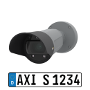 AXIS Q1700-LE, vue à gauche avec plaque d'immatriculation 