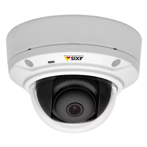 IP Camera AXIS M3025-LV has day/night functionality and edge storage. The camera is viewed from a café.