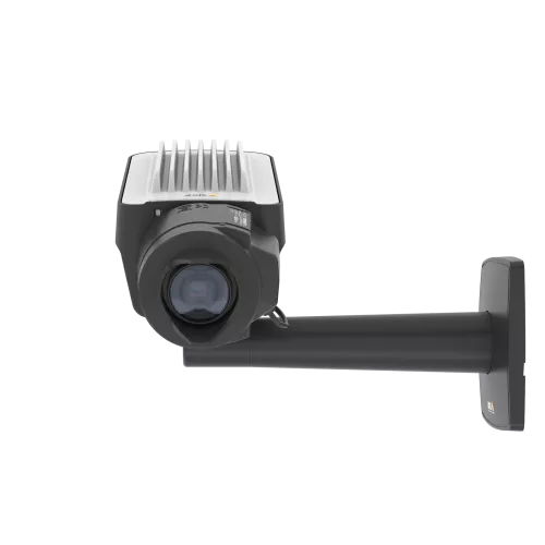 AXIS Q1645 IP Camera, wall mounted and viewed from its front. 