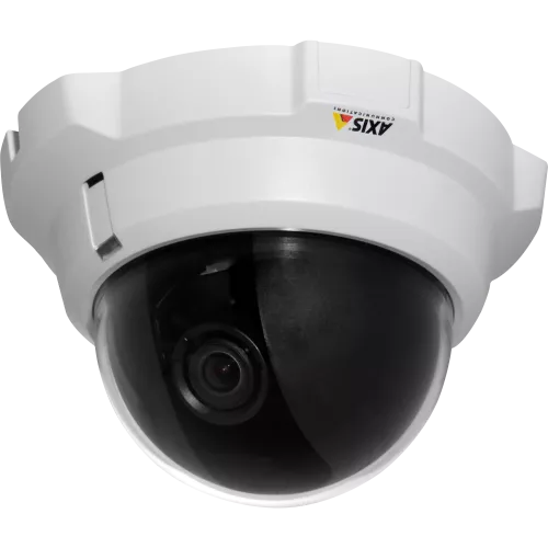 IP Camera AXIS P3304-V vandal-resistant and has Intelligent video capabilities. The camera is viewed from it´s left.