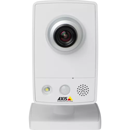 IP Camera AXIS M1033-W has multiple H.264 streams and microphone and speaker. The camera is viewed from it´s front.