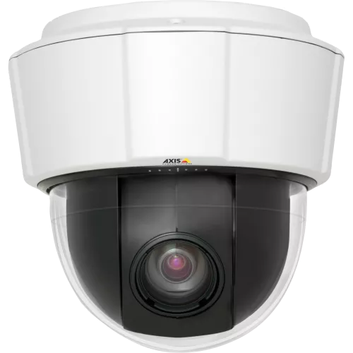 IP Camera AXIS P5534 is IP51-rated protection against dust and dripping water and has 18x optical zoom. The camera is viewed from it´s front.