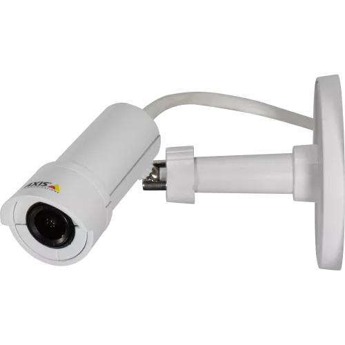 AXIS M2014-E is an IP camera in a stylish and functional design. The camera is viewed from its left.