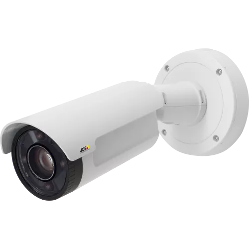 AXIS Q1765-LE is a bullet camera in white color with built-in IR illumination. The camera is viewed from its left.