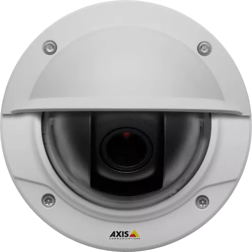 IP Camera AXIS P3214-VE is IK10 vandal-resistant and has P-Iris control. The camera is viewed from it´s front.