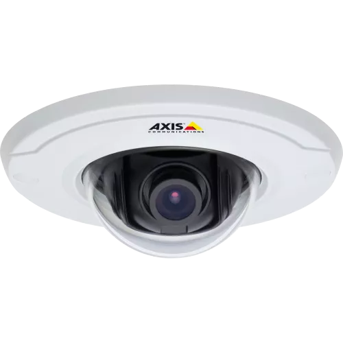 AXIS M3011 - discreet, fixed dome design recessed-mount video surveillance solution with progressive scan. Shown from front