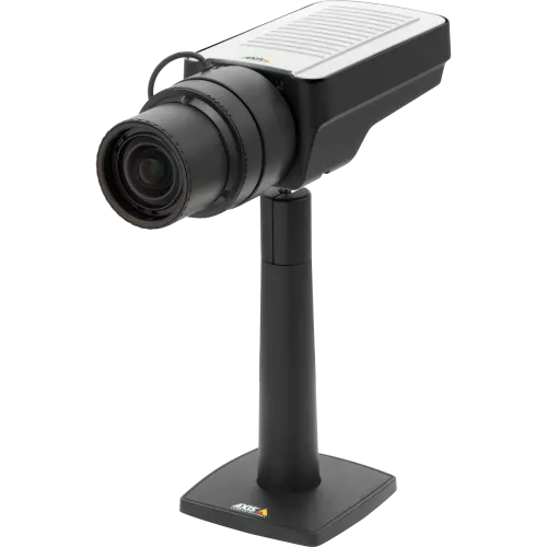 AXIS Q1635 is fixed camera with WDR-Forensic Capture and Lightfinder technology. The IP camera is viewed from its left. 