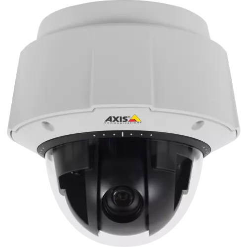 Outdoor-ready AXIS Q6034-E PTZ Dome provides HDTV, 18x optical zoom and high-speed pan/tilt performance.