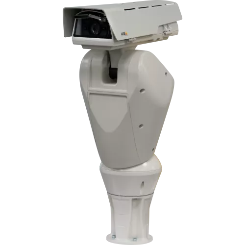 AXIS Q8665-E PTZ Network Camera has HDTV 1080p and 18x optical zoom. The camera is viewed from its left angle. 