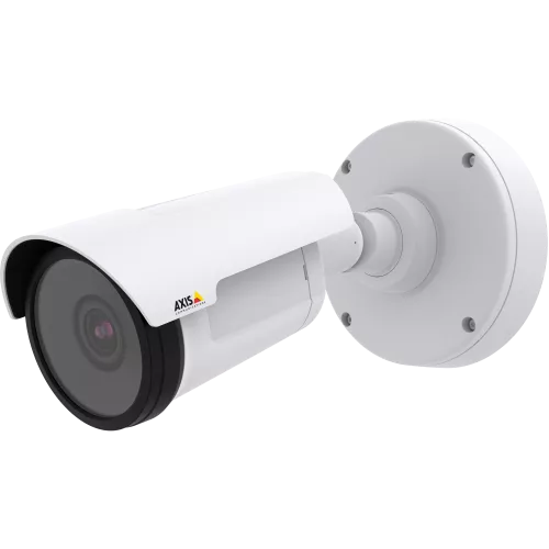 AXIS P1435-E is a compact IP camera with lightfinder and WDR – Forensic Capture. The camera is viewed from its left. 