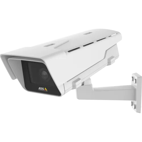 AXIS P1364-E IP camera is suitable for outdoor use and large areas. The camera is viewed from its left.