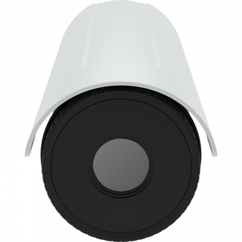 AXIS Q1941-E PT Mount is viewed from its front. The camera is easy to install and can easily be integrated with existing security systems