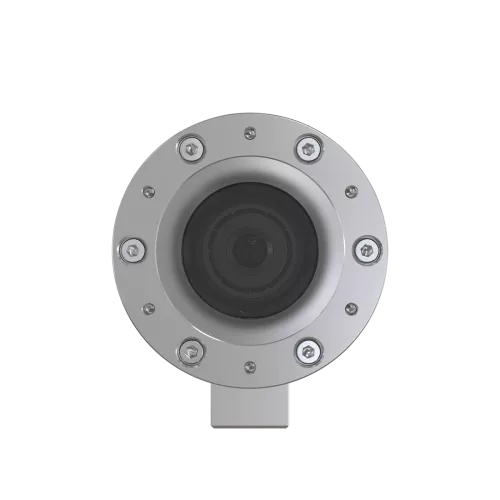 전면에서 본 스테인리스 스틸로 제작된 ExCam XF M3016 Explosion-Protected IP Camera