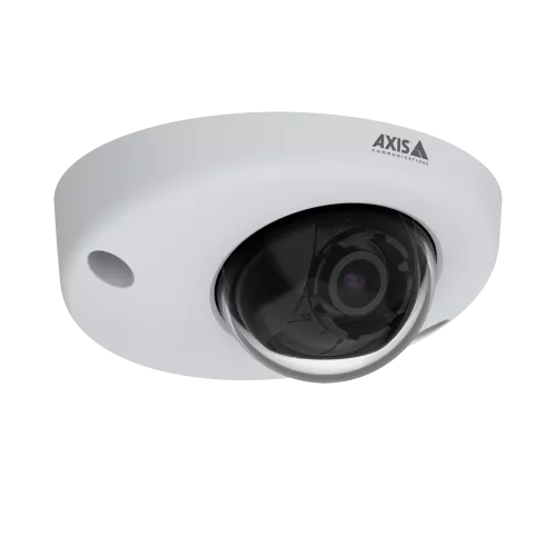 A AXIS P3925-R é uma câmera IP robusta e resistente a vandalismo com Lightfinder. Exibida pelo ângulo direito. 