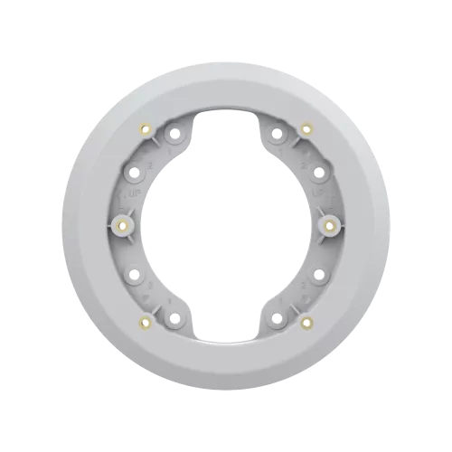 흰색 AXIS TP1601 Adapter Plate 액세서리를 정면에서 본 모습.