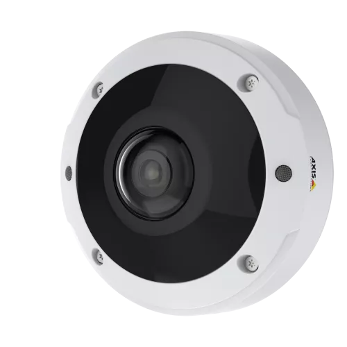 AXIS M3077-PLVE sur un mur depuis l'angle gauche