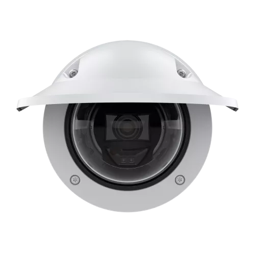 AXIS P3265-LVE Dome Camera with weathershield mounted on wall from front