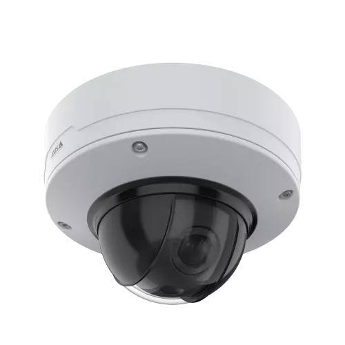 天井に取り付けられたAXIS Q3536-LVE Dome Camera、右斜めから見た図