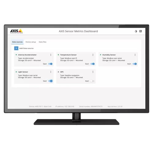 pantalla que muestra el Axis Sensor Metrics Dashboard