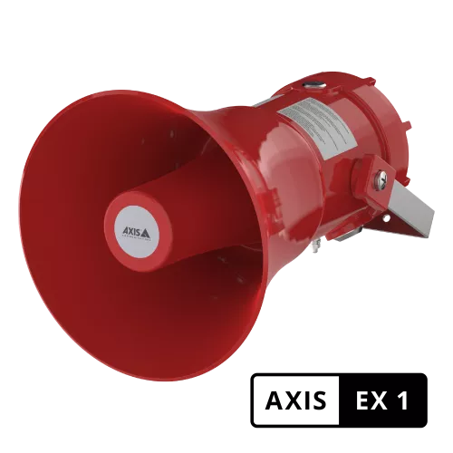 AXIS XC1311 Explosion-Protected Network Horn Speaker com marcação Ex, visto pelo ângulo esquerdo