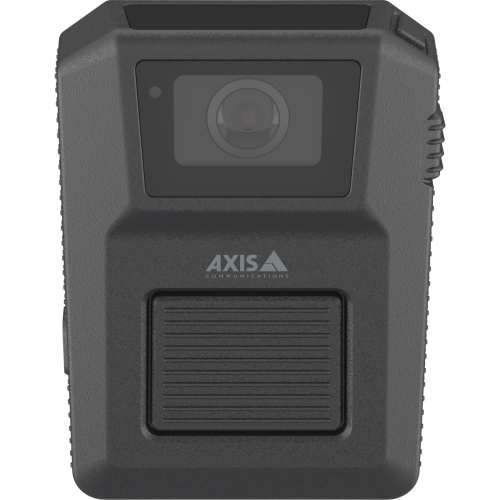 AXIS W102 Body Worn Camera w kolorze czarnym, widok z przodu