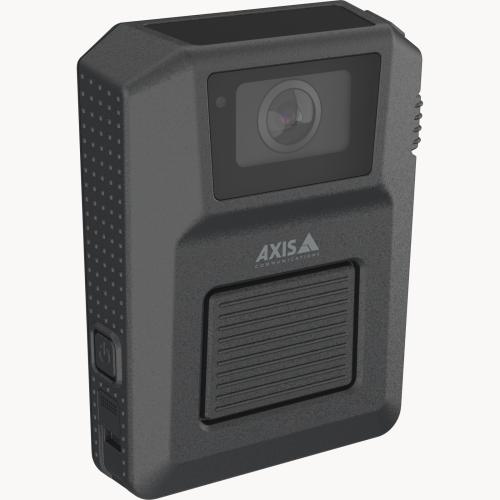 Caméra-piéton AXIS W102, noire, vue de son angle droit