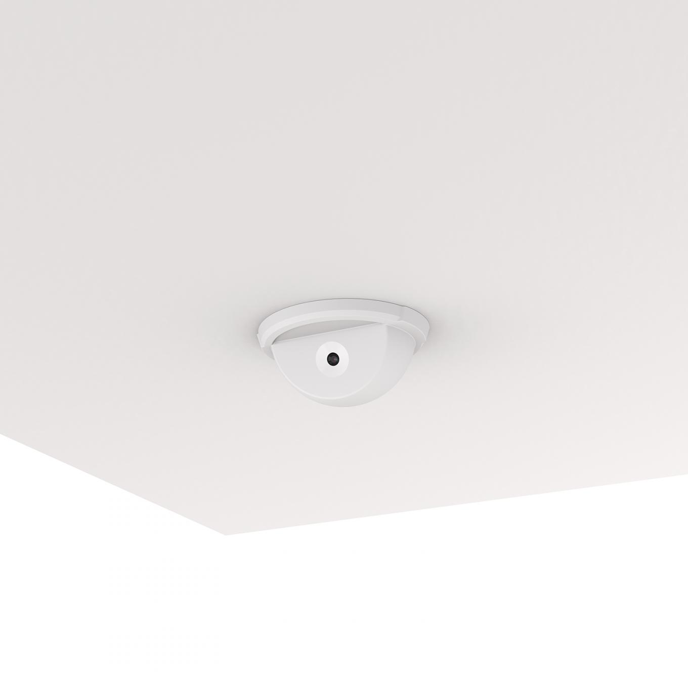 AXIS F8225 Pinhole Accessory mounted in the ceiling, from the left angle