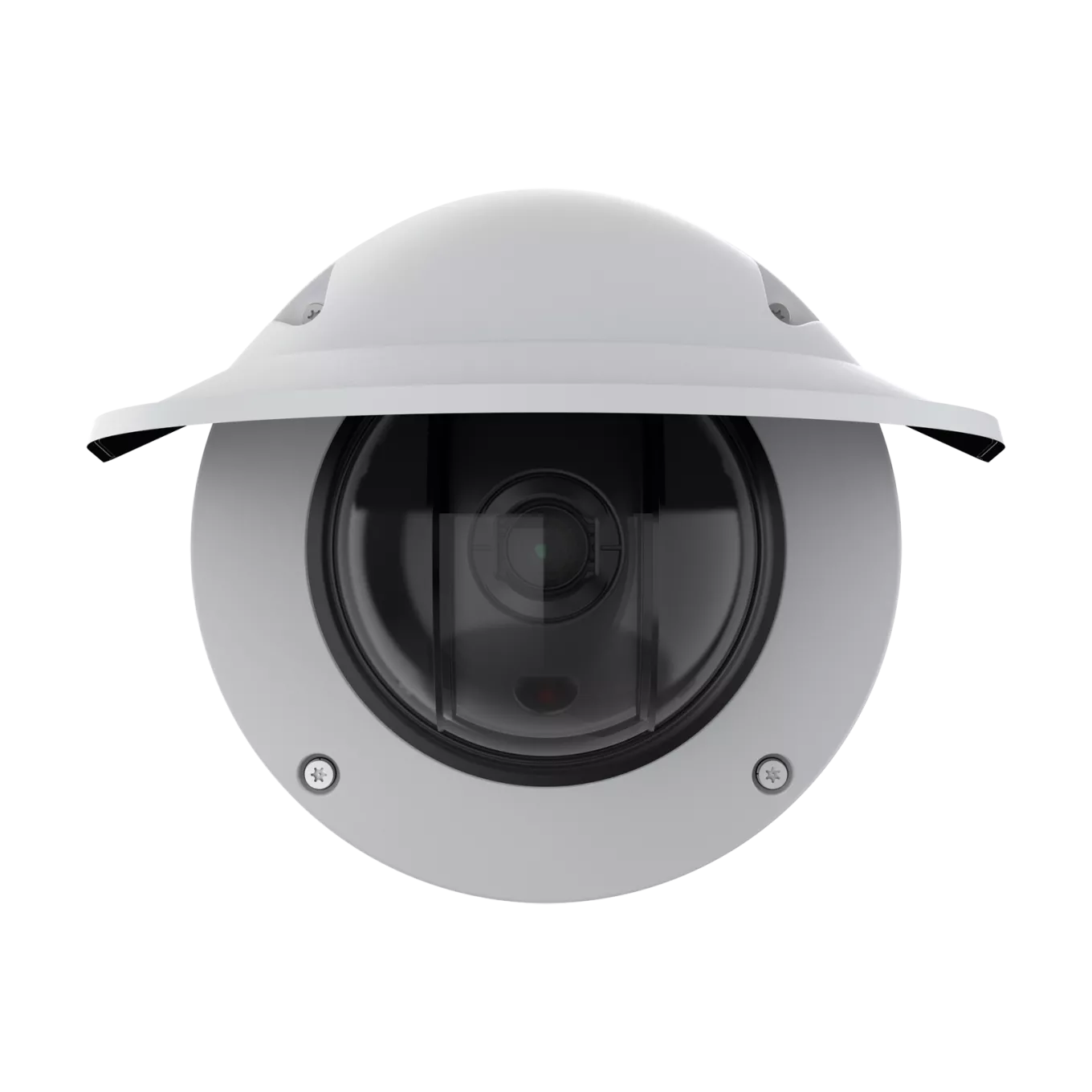 AXIS Q3536-LVE Dome Camera with weathershield, viewed from its front