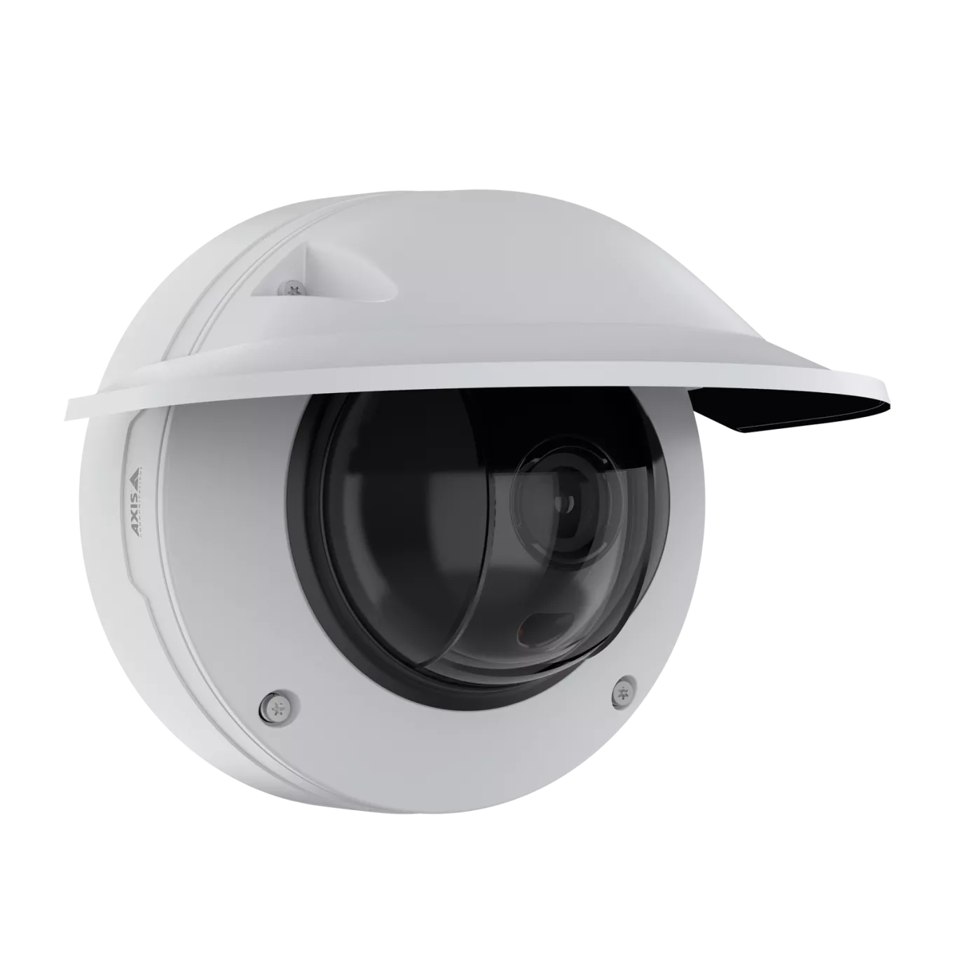 AXIS Q3538-LVE Dome Camera with weathershield, viewed from its right angle