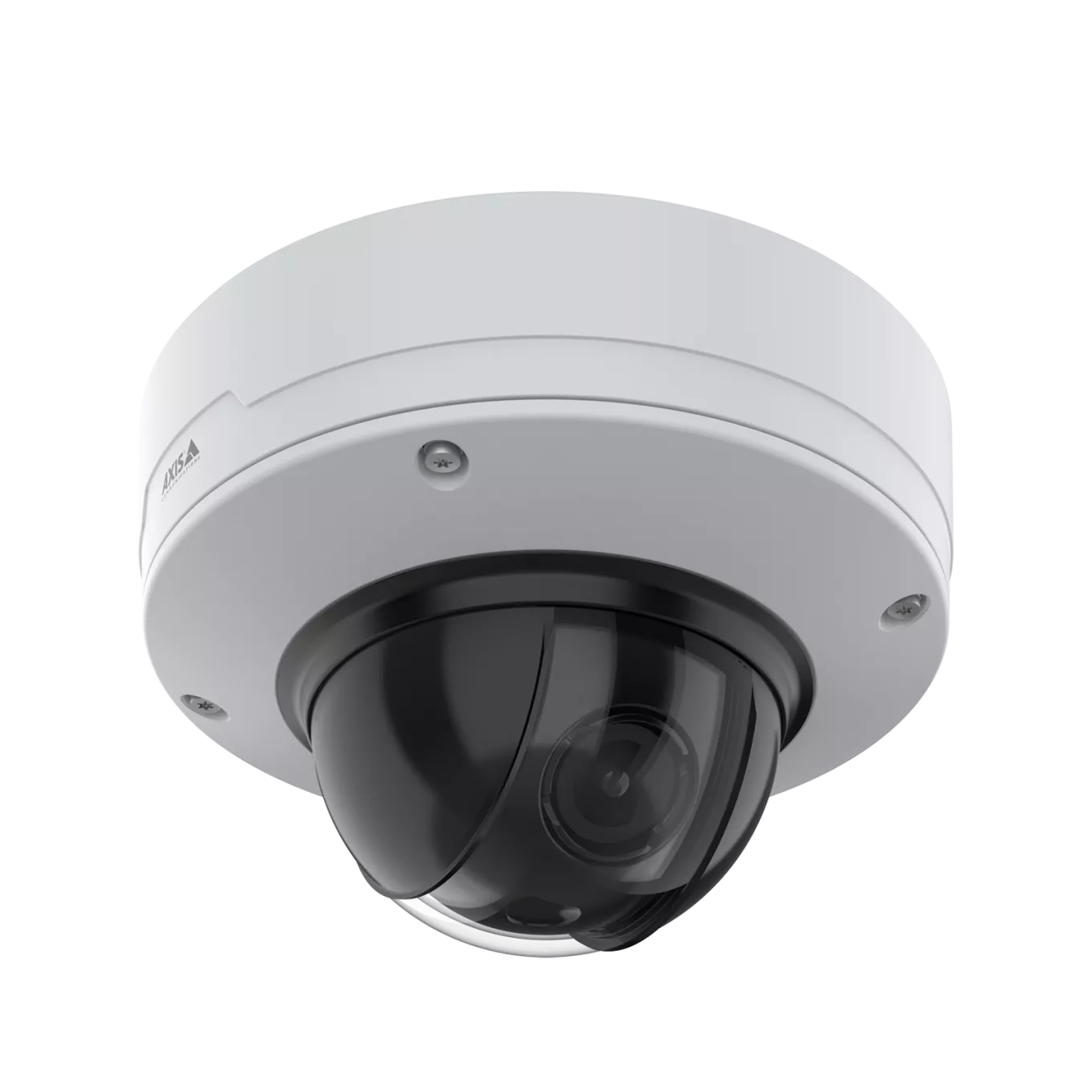 天井に取り付けられたAXIS Q3538-LVE Dome Camera、右斜めから見た図