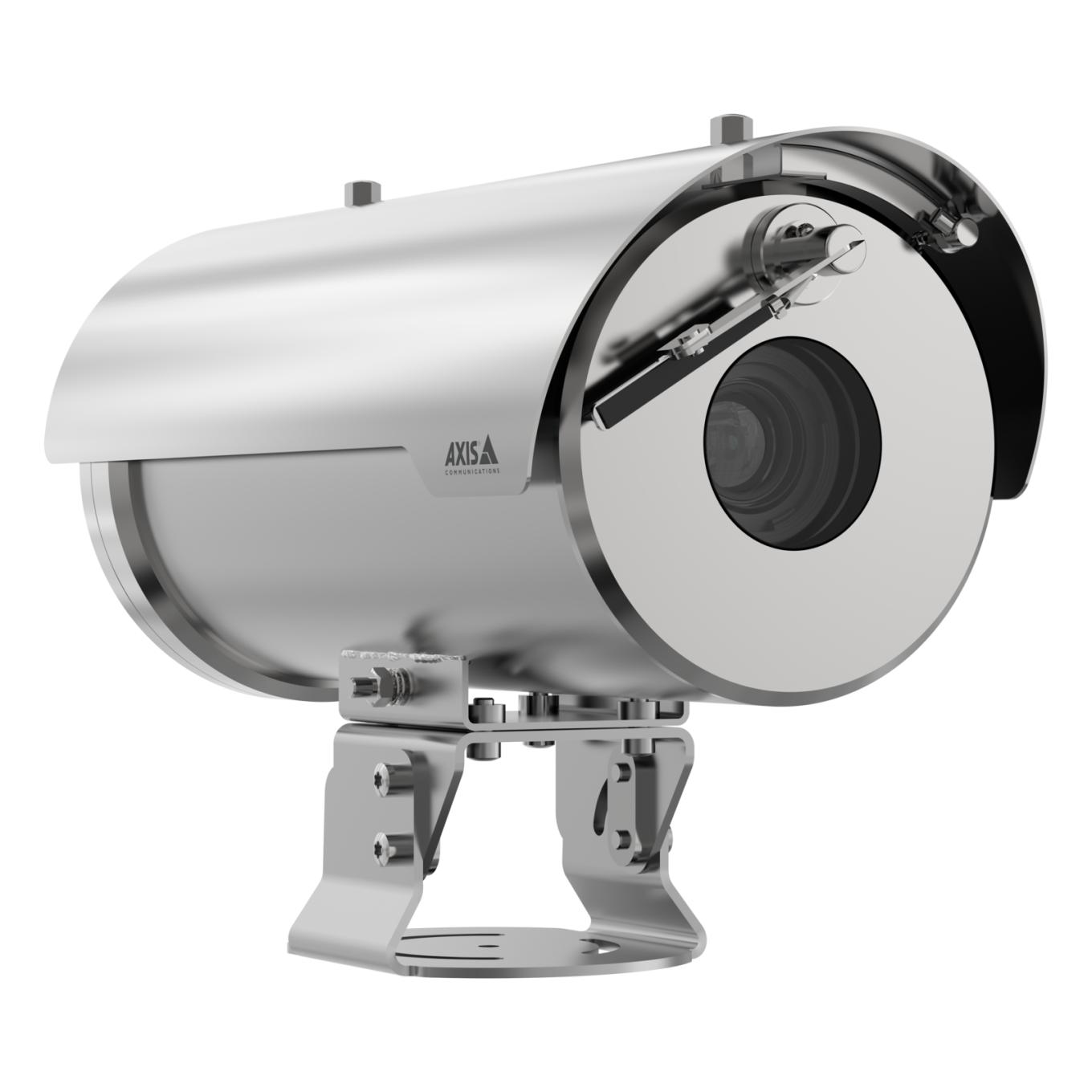 Kamera AXIS XFQ1656 w kolorze srebrnym, widok pod kątem z prawej strony.